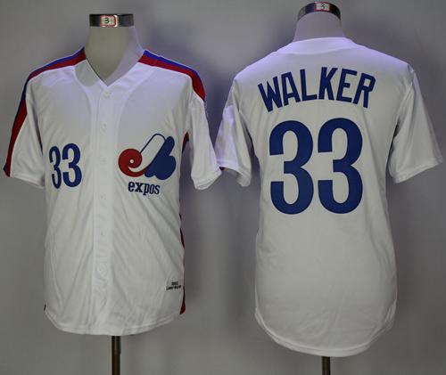 Mitchell And Ness Expos #33 Larry Walker White Throwback Stitched MLB Jersey